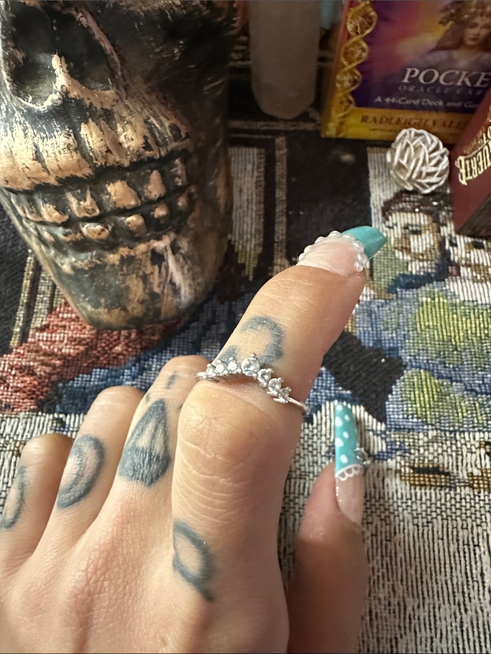Delicate Silver Floral Band Ring - Silver